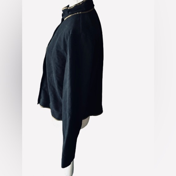 Ralph Lauren Cotton Jacket Buttons Logo Gold Black Extra Large Crop Designer - Picture 3 of 11